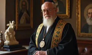 Dostojnik kościelny w szatach. Wizerunek przypomina o tym, jakie są prawa wiernych w kontakcie z hierarchią kościelną.
