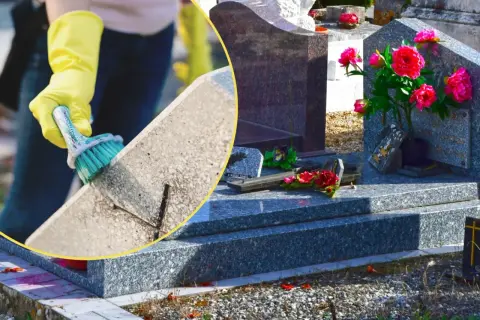 Przyczyny porastania nagrobka mchem i porostami to wilgoć i cień. Zwalczanie ich wymaga regularnego czyszczenia i odpowiednich preparatów.