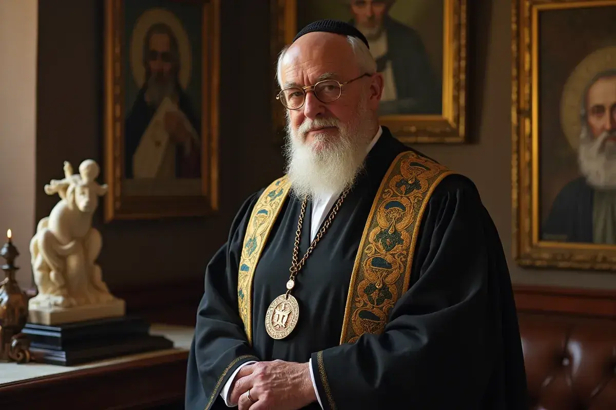 Dostojnik kościelny w szatach. Wizerunek przypomina o tym, jakie są prawa wiernych w kontakcie z hierarchią kościelną.