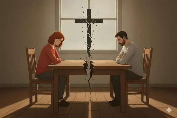 Rozdarty krzyż symbolizuje trudności w relacji. Czy osoba rozwiedziona w nowym związku może uczestniczyć w życiu parafii?